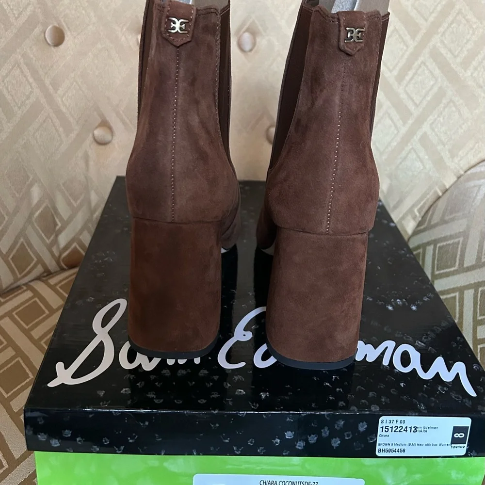 Sam Edelman Chiara Suede Ankle Boot Chestnut Sz 9 **New In Box!** - Picture 5 of 11